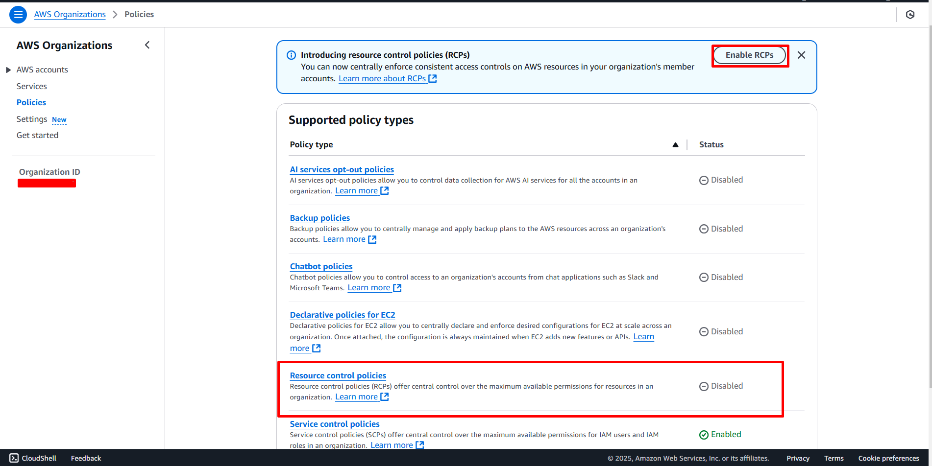 AWS Organization Policies
