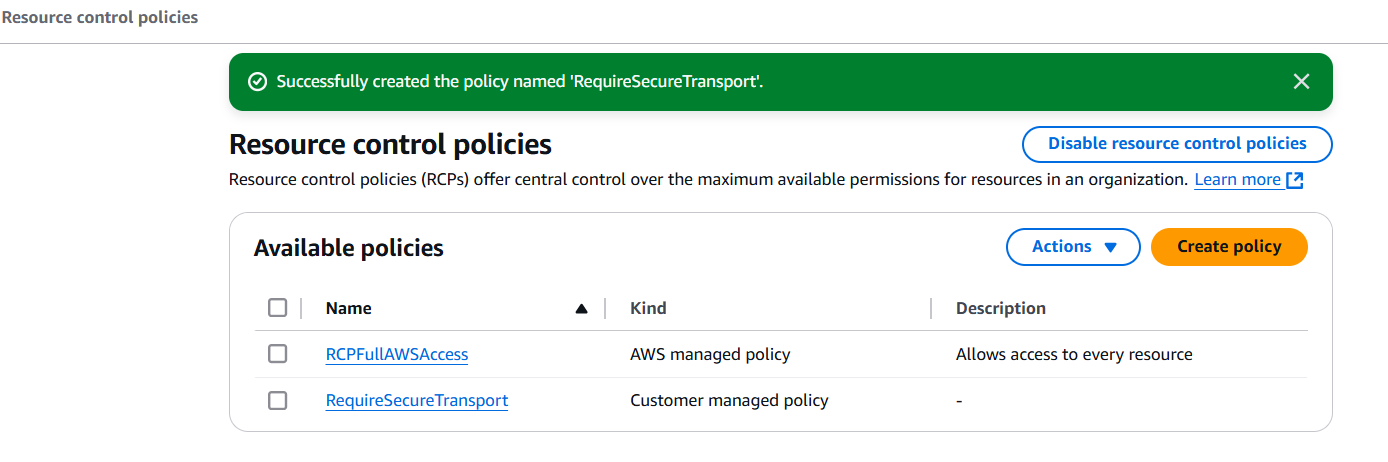 AWS RCP Creation Completion