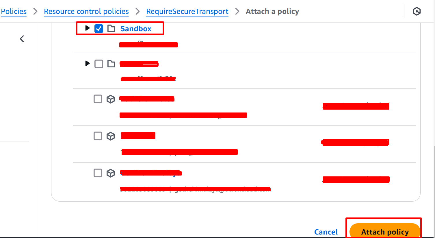 AWS RCP attachment
