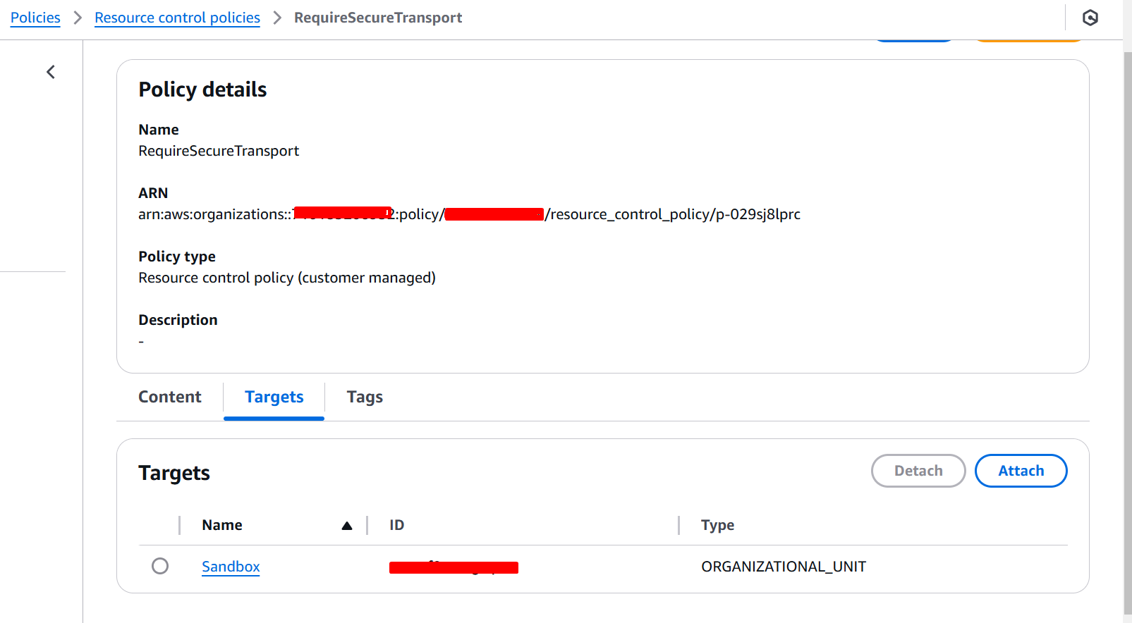 AWS RCP Attchment Targets